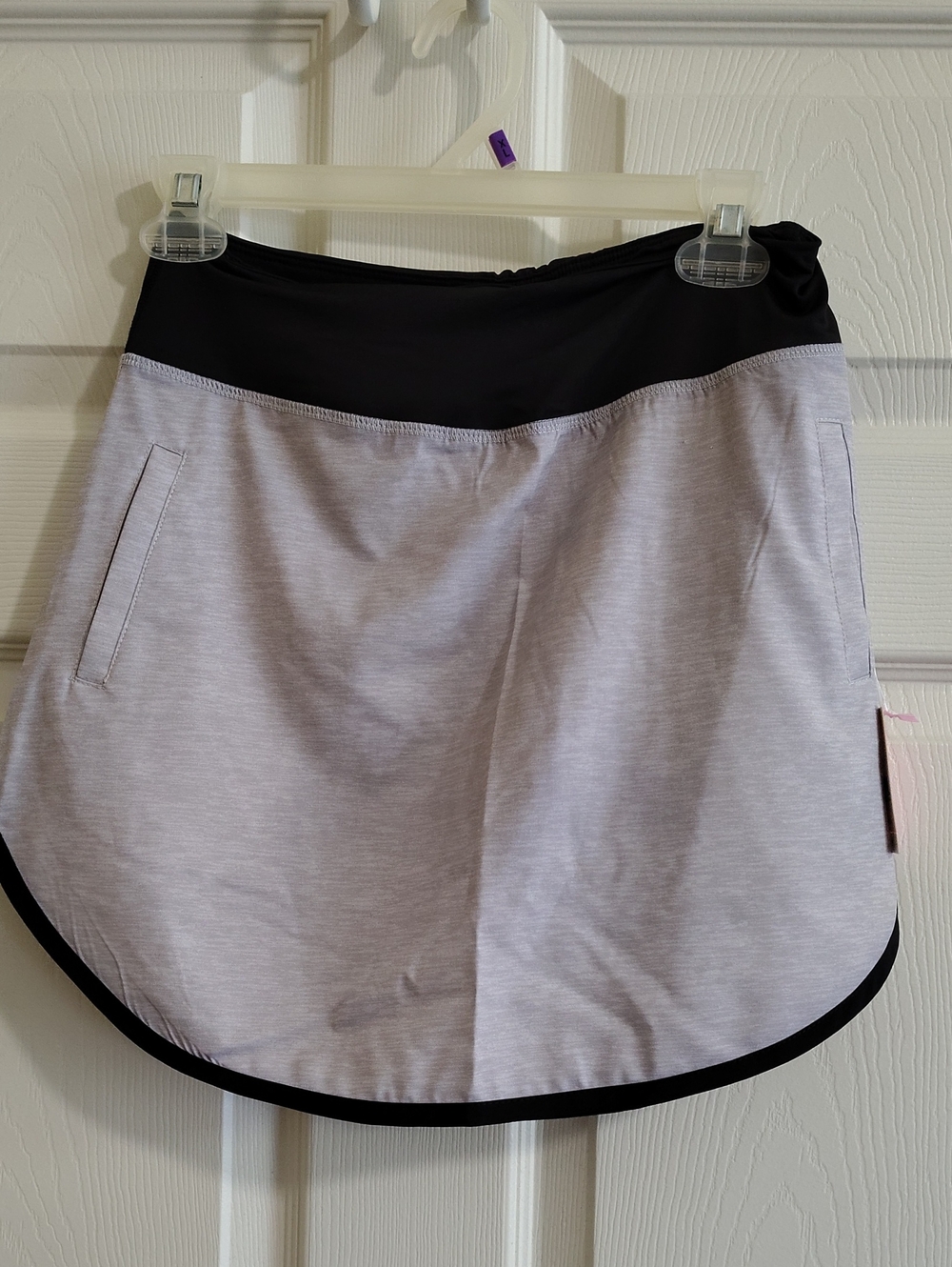Simply Southern Light Gray Athletic Skirt with Black Trim